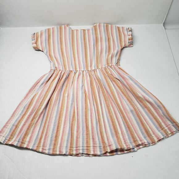 Carter's Linen Dress Girls 10/10A Pink Stripe Casual Short Sleeve Bohemian Beach - Picture 9 of 14